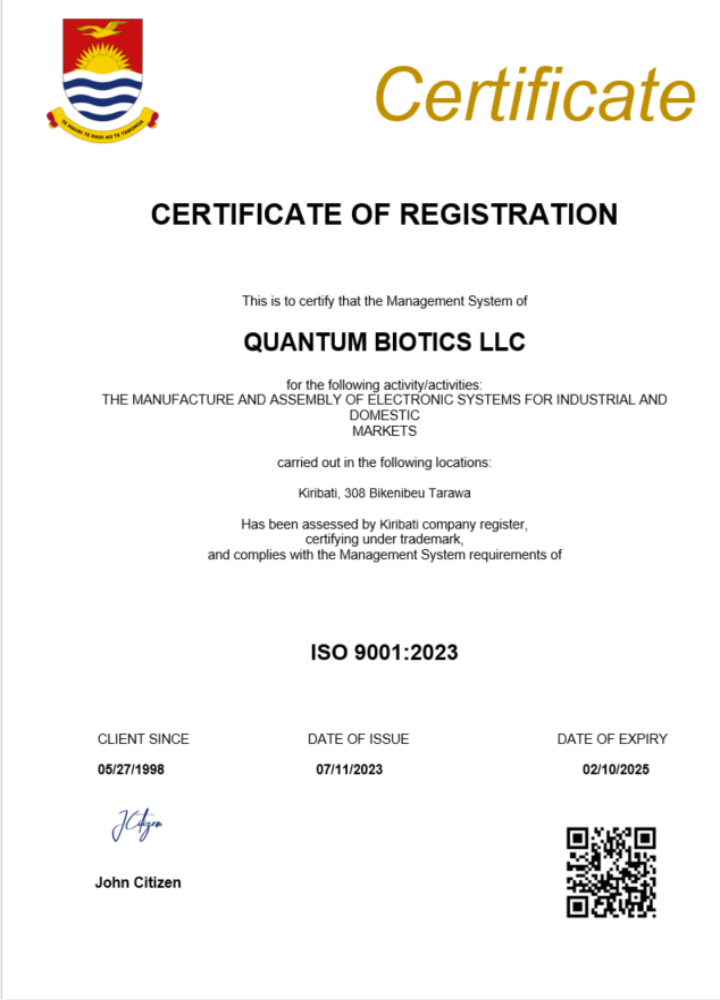 Kiribati business registration certificate Word and PDF template